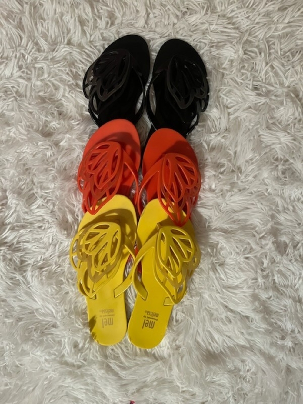 Mel Classic Cutout Flip Flops - Yellow/Orange/Black